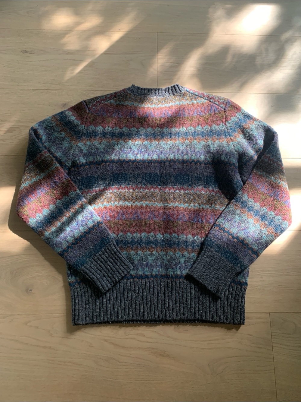 Vintage 80s Chaps Ralph Lauren 100% Shetland Wool Fair Isle Nordic Ski Sweater - Picture 9 of 11